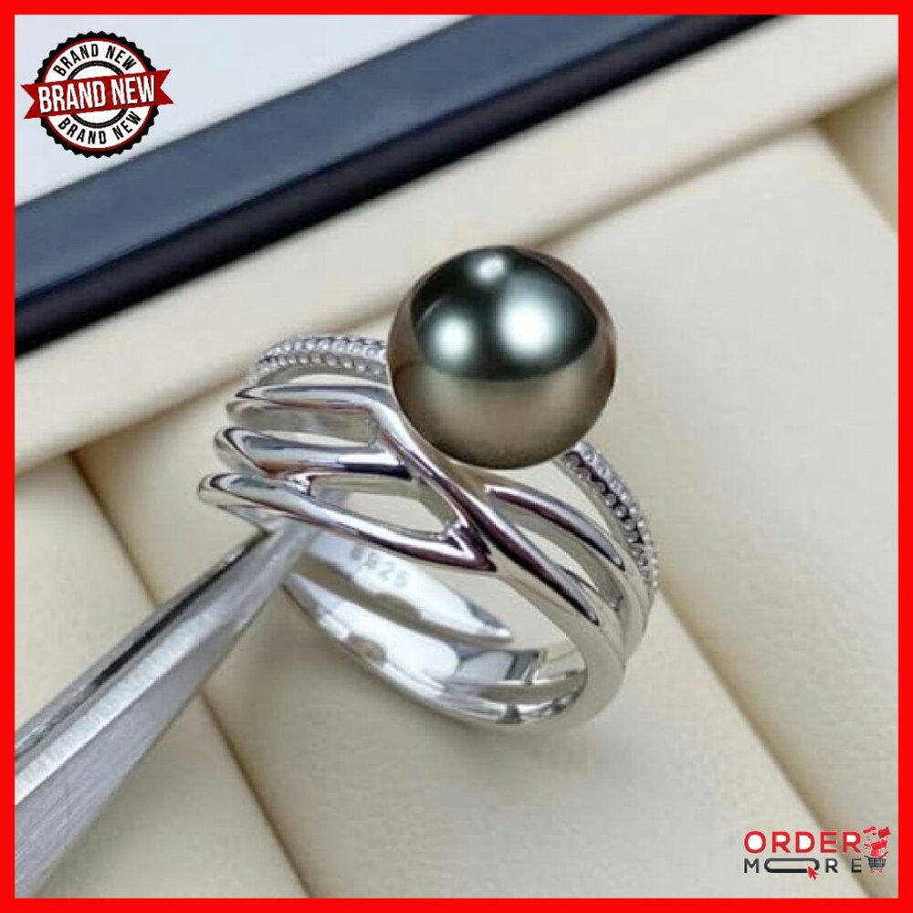 Sterling Silver Statement Ring With Tahitian Pear… - image 3